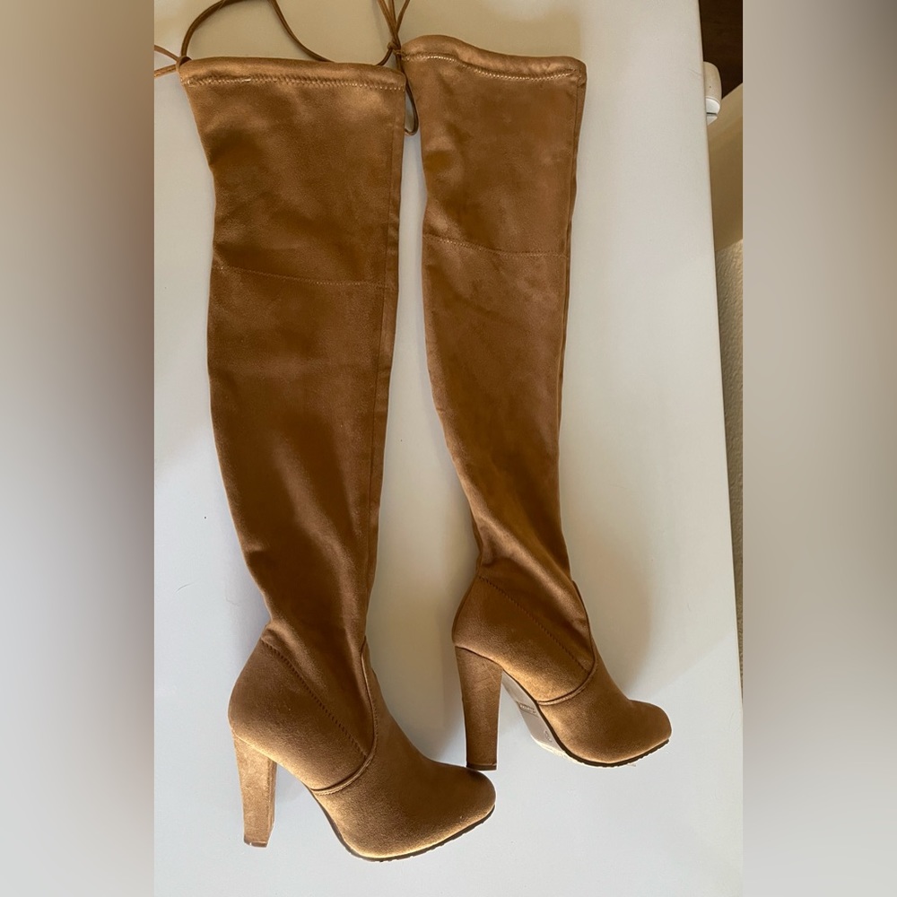 Camel Tan Suede knee high boots!